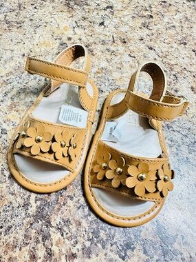 The Children's Place Tan Floral Strap Sandals